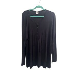 Cabi 3624 Black Henley Soft Long Sleeve Tunic Tee Cozy Lounge Layer Capsule M